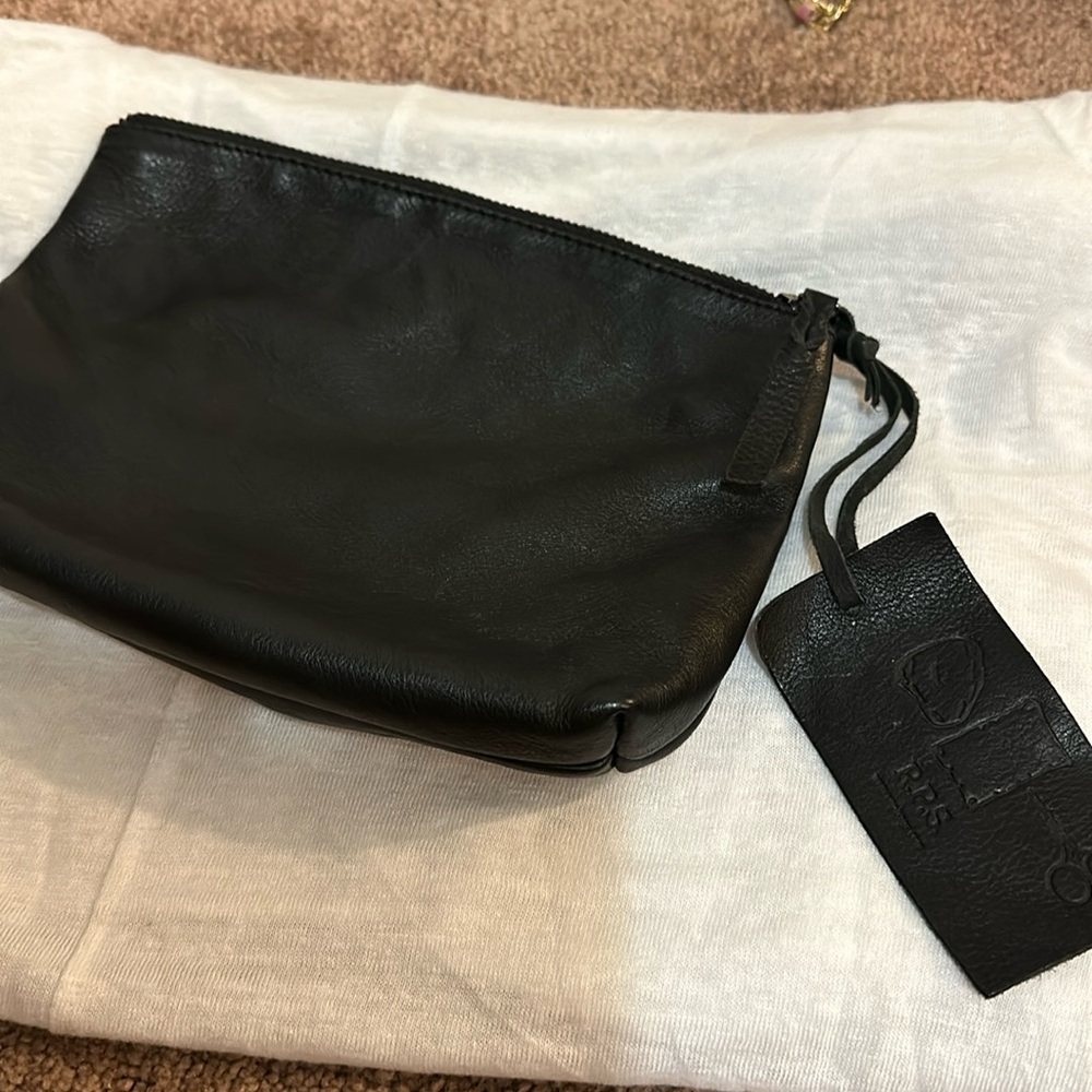 RPS black leather make up bag